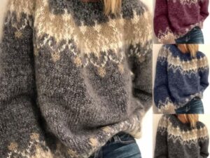 Casual Pullover Jacquard Sweater Autumn And Winter Fashion Ethnic Style Knitted Tops Women's Clothing