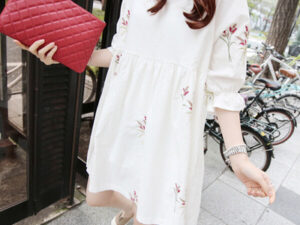 Korean Cotton And Linen Embroidery Maternity Dress And Nursing Clothes