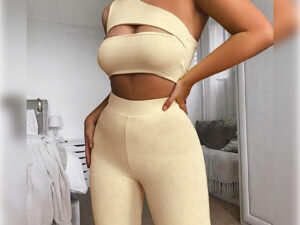 Women's Strapless Crop Tops Trousers Sports Outfits