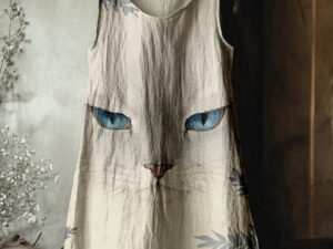 Womens Sleeveless V-Neck 3D-Printed Dress Summer Midi Dress