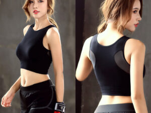 Mesh stitching beauty back sports bra