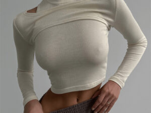 High-necked Vest T-shirt Two-piece Crop Tops