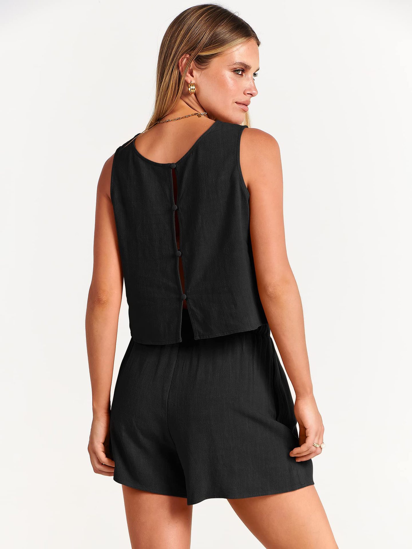 Women's Set Summer Sleeveless Tops And Drawstring Shorts Fashion Suit 2pcs - Image 3