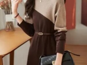New Korean-style Fashionable, Minimalist Warm And Waist-cinching Dress