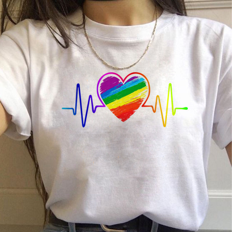 WomenT Shirts Gay Pride Rainbow Gay Short Sleeve Ladies T-shirt Girlfriends - Image 3
