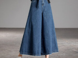 Drop Wide Leg Jeans Skirt Women