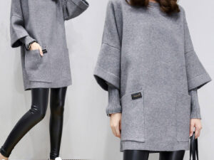 Europe Station Loose Large Medium Long Sleeved Sweater Fake Two Maternity Dresses