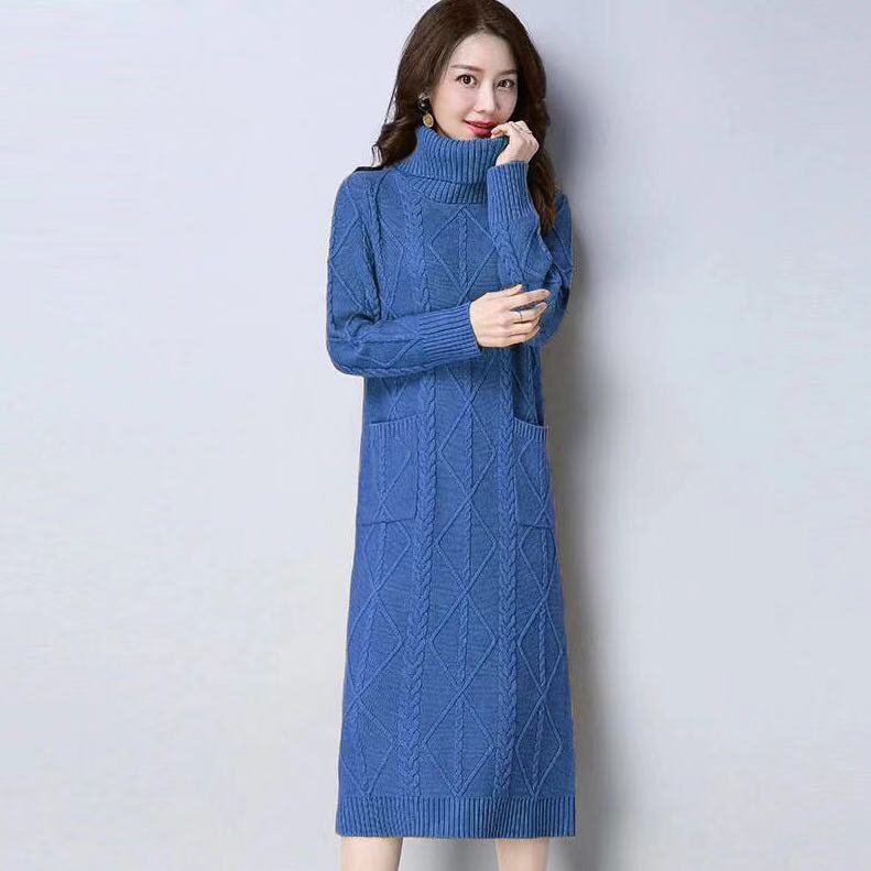 Womens High-neck Long Fleece-lined Extra-thick Loose-fitting Sweater - Image 8